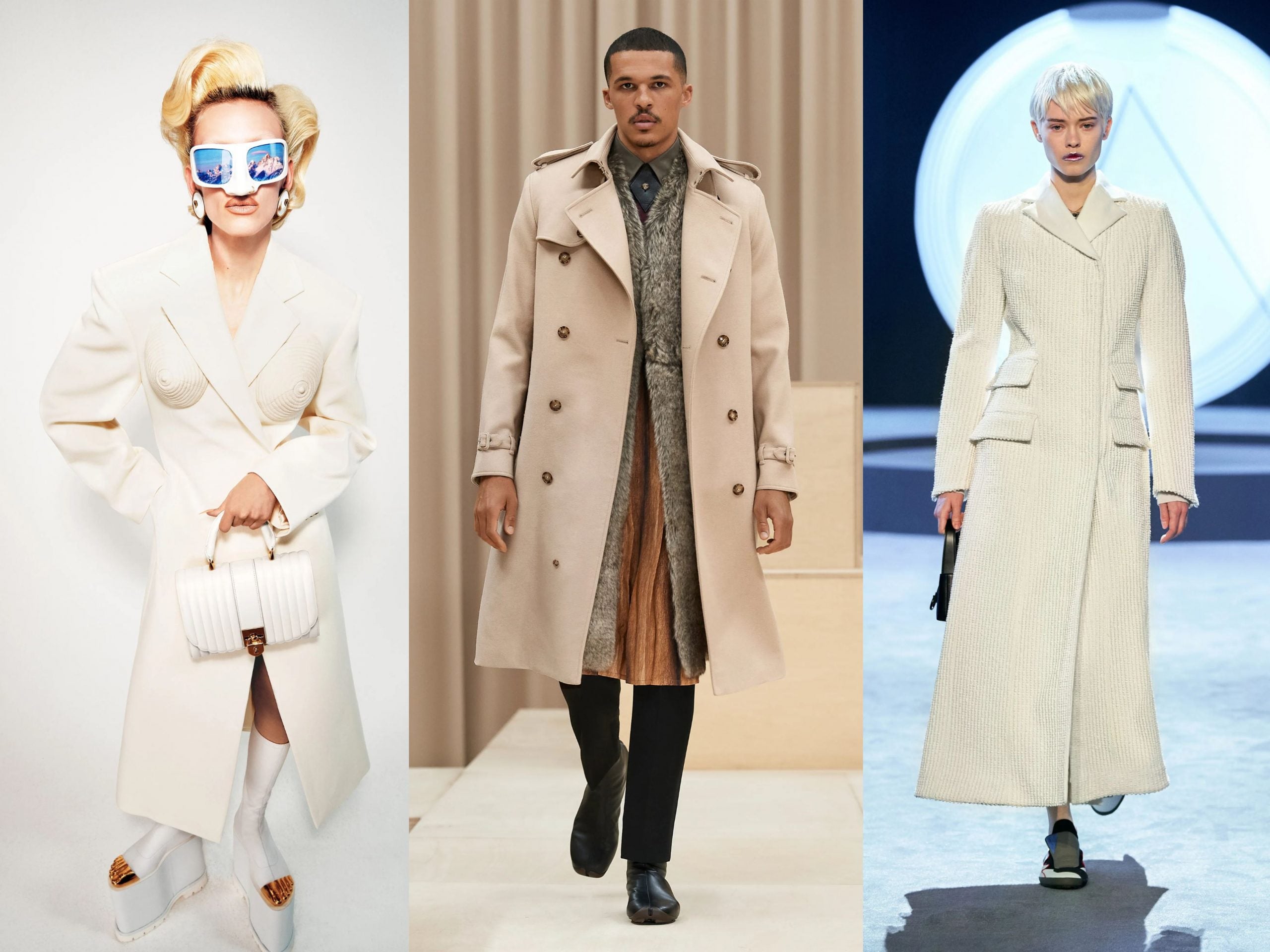 Models wearing AW21 Trends long coats 