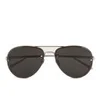 Linda Farrow Grey Lens Aviator Sunglasses - White/Gold - Image 1
