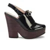 Carven Women's Zip Front Sling Back Platform Patent Leather Shoes - Navy - Image 1
