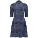 Love Moschino Women's Buttoned Tartan Dress - Blue Check