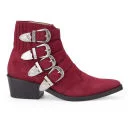 Toga Pulla Women's Buckle Suede Ankle Boots - Red