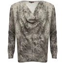 Cocoa Cashmere Women's Fur Cowl Neck Jumper - Light Grey Print Image 1