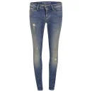 Denham Women's Mid Rise Skinny Ripped Boyfriend Jeans - Indigo Image 1