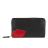 Lulu Guinness Abstract Lips Continental Leather Purse - Black - Image 1