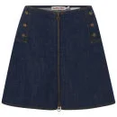 See By Chloé Women's Buttoned Denim Flare Skirt - Indigo Image 1