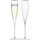 LSA Savoy Champagne Flute Platinum Rim 200ml (Set of 2)