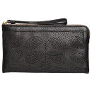 Orla Kiely Women's Sixties Stem Punched Leather Flat Zip Purse - Black Image 1