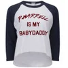 Dimepiece Women's Pharrell Cropped Baseball T-Shirt - White/Navy/Maroon - Image 1
