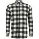 D.GNAK Men's Attachable Cotton Zip Shirt - Black/White Check Image 1