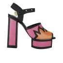 Kat Maconie Women's Liza Patent Leather Flame Heels - Magenta/Orange/Black Image 1