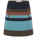 See By Chloé Women's Block Stripe Wool Skirt - Brown/Blue Image 1
