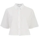 T by Alexander Wang Women's Ripstop Poplin Short Sleeve Cropped Shirt - White Image 1