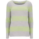 Delicate Love Women's Corali Stripe Cashmere Jumper - Grey/Lime Image 1