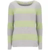 Delicate Love Women's Corali Stripe Cashmere Jumper - Grey/Lime - Image 1
