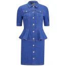 Love Moschino Women's Denim Peplum Dress - Blue Image 1