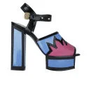 Kat Maconie Women's Liza Patent Leather Flame Heels - Blue/Magenta/Black Image 1