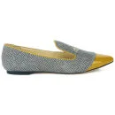 Vivienne Westwood Women's Hana Tweed/Patent Orb Pointed Toe Slipper Shoes - Grey