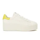 Ash Women's Cult Leather Flatform Trainers - White/Yellow Image 1
