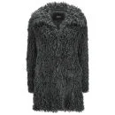 Unreal Fur Women's De-fur Fluffy Jersey Lined Faux Fur Coat - Charcoal