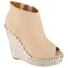 Jeffrey Campbell Women's Tick Studded Wedges - Nude - Image 1