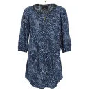 Maison Scotch Women's Silky Feel Print Beaded Neckline Tunic Dress - Blue
