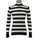 John Smedley Women's Lilibet Merino Extra Fine Roll Neck Stripe Jumper - Black/White