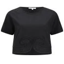 Carven Women's Embroidered Cropped Jersey T-Shirt - Black Image 1