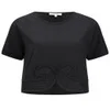 Carven Women's Embroidered Cropped Jersey T-Shirt - Black - Image 1