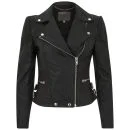 Muubaa Women's Horana Corded Leather Biker Jacket - Black Image 1