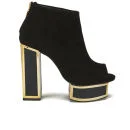 Kat Maconie Women's Velma Platform Peep Toe Suede Heeled Ankle Boots - Black Image 1