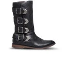 Hudson London Women's Lock Buckle Calf Leather Knee High Boots - Black