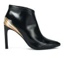Paul Smith Shoes Women's Gia Leather Pointed Toe Heeled Ankle Boots - Black Silvia/Mini Swirl Natural