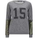 Maison Scotch Women's Special College Sequin Sleeve Sweatshirt - Grey Image 1