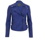 Muubaa Women's Ollon Quilted Leather Biker Jacket - Oxford Blue