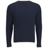 Hardy Amies Men's Crew Neck Cotton Cable Knit - French Navy - Image 1