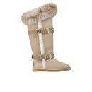 Australia Luxe Women's Tsar Extra Tall Sheepskin Fox Fur Boots - Sand Image 1