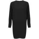 T by Alexander Wang Women's Viscose Crepe Long Sleeve Lattice Stitch Dress - Black 