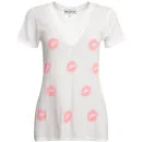 Wildfox Women's Covered in Kisses Classic V-Neck T-Shirt - Clean White