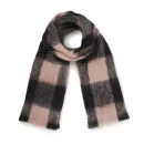 Maison Scotch Women's Large Wool Check Scarf - Baby Pink/Black Image 1