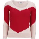 Sonia by Sonia Rykiel Women's Heart Knit Jumper - Red/Beige