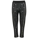 AnhHa Women's Leather Embellished Beaded Trousers - Black