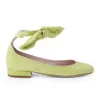 Carven Women's Bow Strap Block Heeled Velvet Flats - Light Green - Image 1