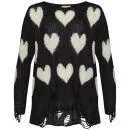 Wildfox Women's All Over Heart Jumper - Clean Black Image 1