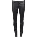J Brand Women's Coated Mid Rise Super Skinny Jeans - Black Tar