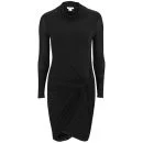 Helmut Lang Women's Jersey Longsleeve Draped Dress - Black