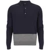 Hardy Amies Men's Merino Knitted Long Sleeve Polo Shirt - French Navy - Image 1