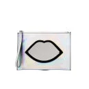 Lulu Guinness Women's Medium Hologram Perspex Lips Pouch - Silver