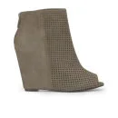 Ash Women's June Wedged Suede Peep Toe Boots - Taupe