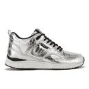 Gourmet Women's 35 Lite SP Croc Embossed Leather Trainers - Silver/White