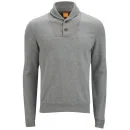 BOSS Orange Men's Wisible1 Jersey 2-Button Collar Sweatshirt - Grey Melange Image 1